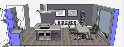 3d sketchup drawing section cut residential main floor gut